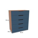 Ver imagem 3 de Cômoda Madri 5 Gavetas Azul/freijó - Politorno