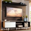 Ver imagem 1 de Rack Madesa Dubai e Painel para TV até 65 Polegadas com Pés Preto/Branco 7777 Cor:Preto/Branco