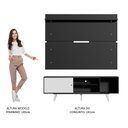 Ver imagem 6 de Rack Madesa Dubai e Painel para TV até 65 Polegadas com Pés Preto/Branco 7777 Cor:Preto/Branco