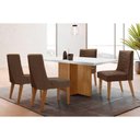 Ver imagem 1 de Conjunto: Mesa Sala Jantar Berlim Curvo 120cm + 4 Cadeiras Maldivas Naturale/off White - Suede