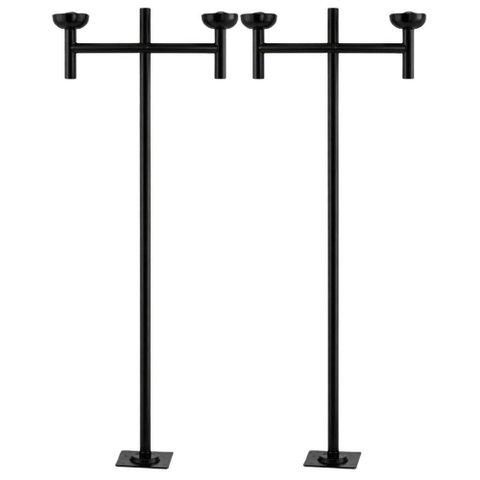 Kit 2 Postes Duplos para Praça Jardim Preto 2,2m em Alumínio Global Dital sem Globo