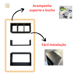 Nicho Mdf para Banheiro Sala Quarto Montado Só Instalar 3 Peças - 2