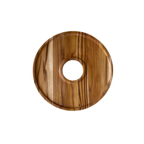 Tábua de Servir Redonda com Furo – Madeira de Teca 30x30x2cm