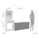 Ver imagem 3 de Cômoda Penteadeira Madri 6 Gavetas c/ Espelho 209x160cm Cinza/Branco 250805