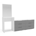 Ver imagem 2 de Cômoda Penteadeira Madri 6 Gavetas c/ Espelho 209x160cm Cinza/Branco 250805