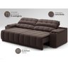 Sofá com Porta Copos Carregador Usb Ret Rec Samurai 2,30m Velosuede Chocolate - Netsofas - 6