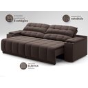 Ver imagem 6 de Sofá com Porta Copos Carregador Usb Ret Rec Samurai 2,30m Velosuede Chocolate - Netsofas