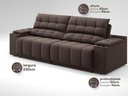 Ver imagem 4 de Sofá com Porta Copos Carregador Usb Ret Rec Samurai 2,30m Velosuede Chocolate - Netsofas