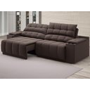 Ver imagem 2 de Sofá com Porta Copos Carregador Usb Ret Rec Samurai 2,30m Velosuede Chocolate - Netsofas