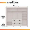 Ver imagem 3 de Guarda Roupas Casal 2 Portas de Correr Frisado com Espelho 8 Gavetas 100% MDF Florida