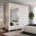Ver imagem 2 de Guarda Roupas Casal 2 Portas de Correr Frisado com Espelho 8 Gavetas 100% MDF Florida