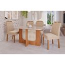 Ver imagem 1 de Conjunto: Mesa Sala Jantar Louise Tampo Madeirado C/ Vidro 130x80cm e 4 Cadeiras Paola Cinamomo/off