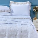 Ver imagem 2 de Cobre Leito + Jogo de Cama 7 Peças Queen Percal 200 Fios Mistral 100% Algodão - Branco