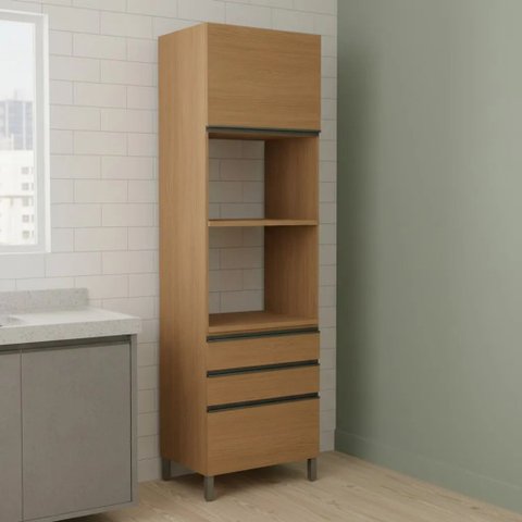 Armário de Cozinha Torre Quente 2 Nichos 3 Gavetas 70cm Maxxi Kappesberg