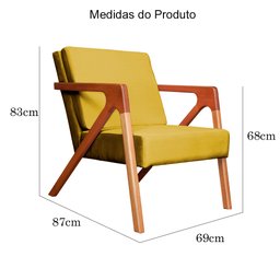 Poltrona Monalisa Decorativa Veludo Cores - DS Estofados - Mostarda - 6