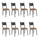 Ver imagem 5 de Kit 8 Cadeiras de Cozinha Virginia Estampado Rattan Bege Pés de Ferro Preto - Pallazio