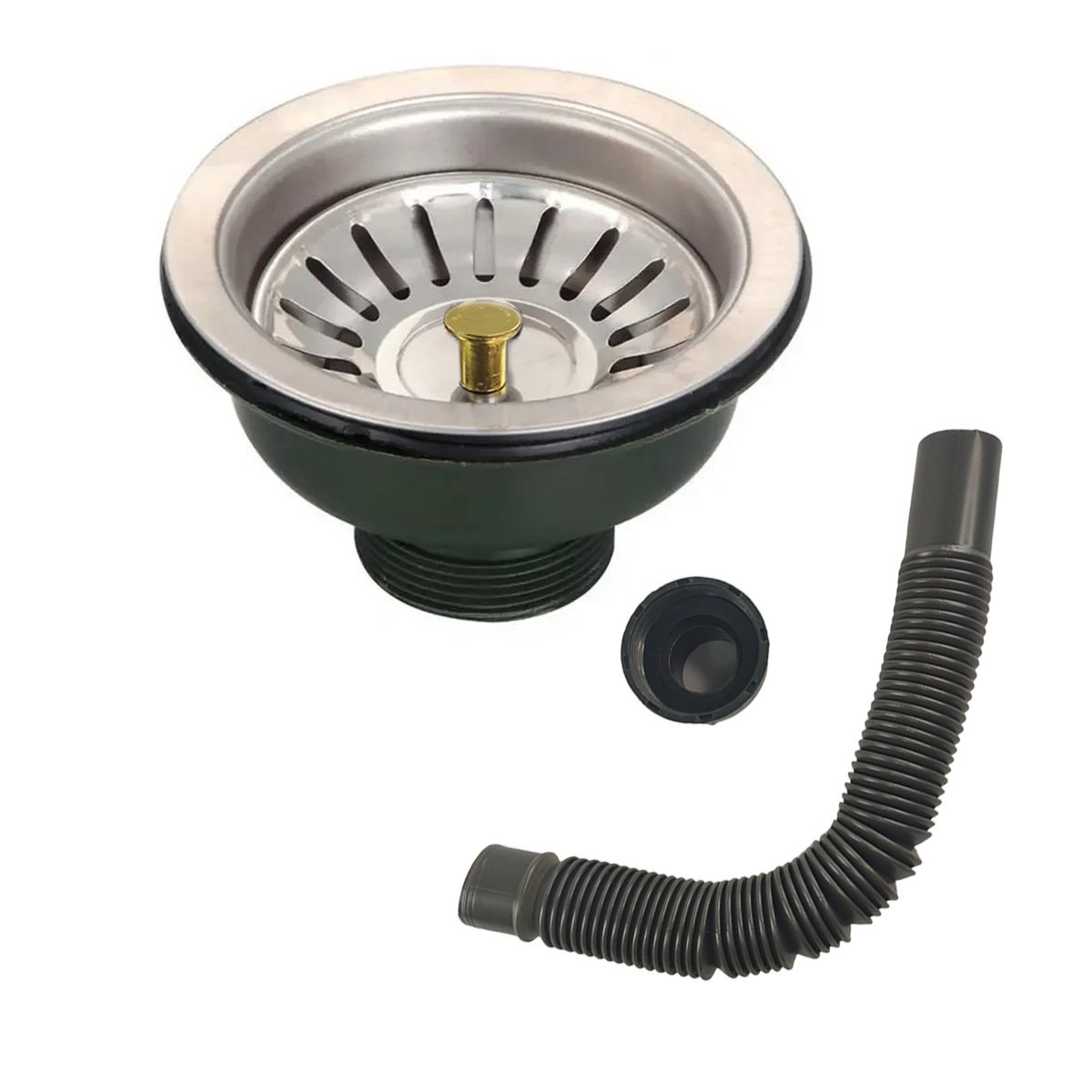 Ralo Valvula Dreno Filtro de Pia 10x10 Inox Sifao Tubo de Escoamento Cozinha Lavanderia Lavabo Casa  - 1