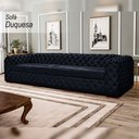 Ver imagem 2 de Sofá Decorativo Sala de Estar Duquesa 4 Lugares 280cm Couro Azul Marinho - Mozzelar