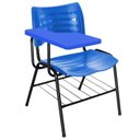 Ver imagem 1 de Cadeira Universitária com Prancheta Plástica Cor Azul
