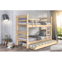 Treliche Beliche Reta com Cama Auxiliar Madeira Maciça cor Natural - 1