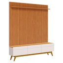Ver imagem 1 de Rack Bancada Classic 3 Gavetas e Painel para Tv Suspenso Ripado Loft 1.8 Off White Nature - Imcal