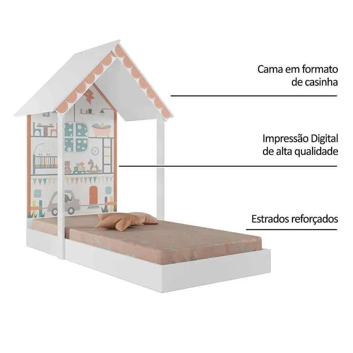 Mini Cama Casinha Montessoriana Home Branca  - 6