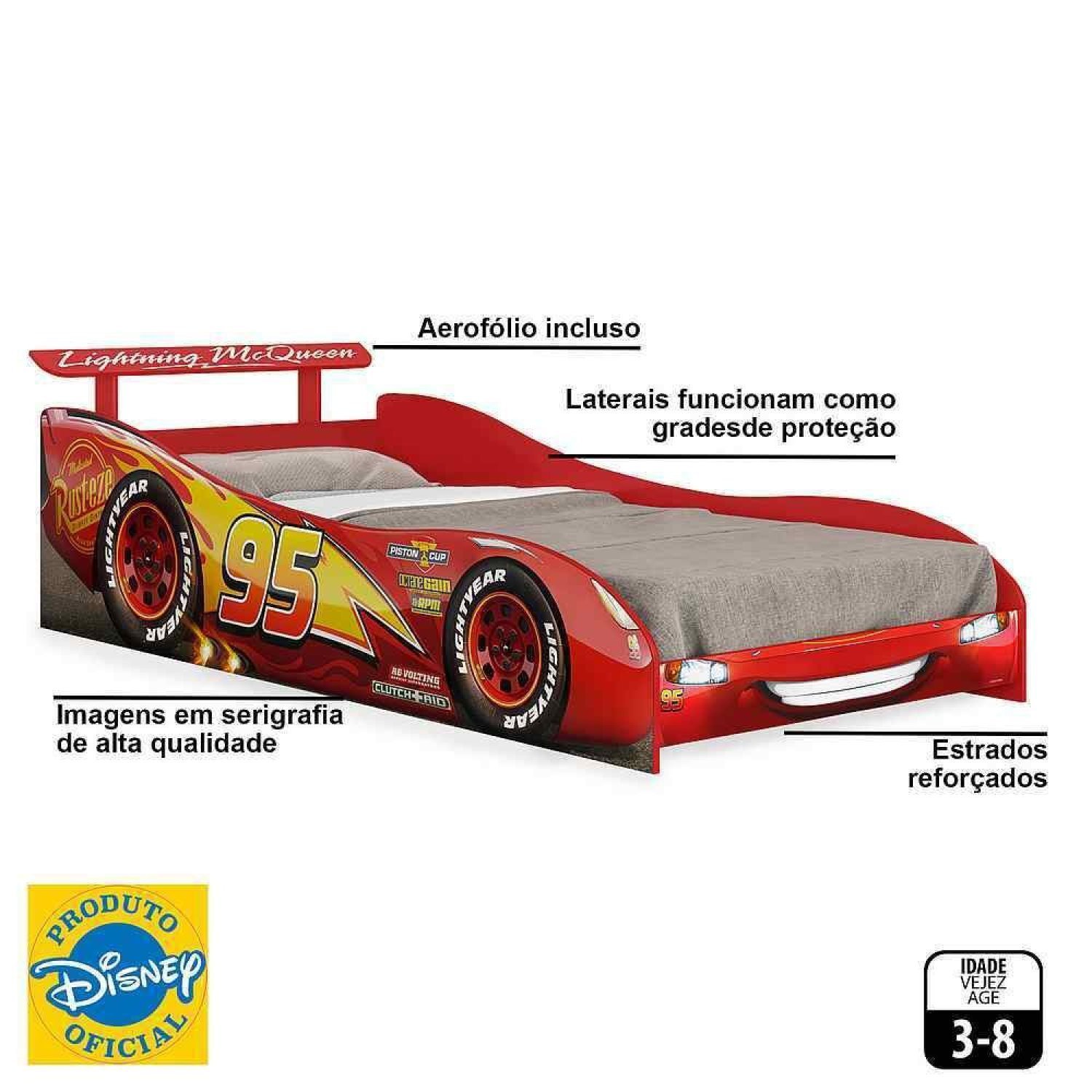 Cama Infantil Carros com Aerofólio Original Disney Plus Pura Magia - 5