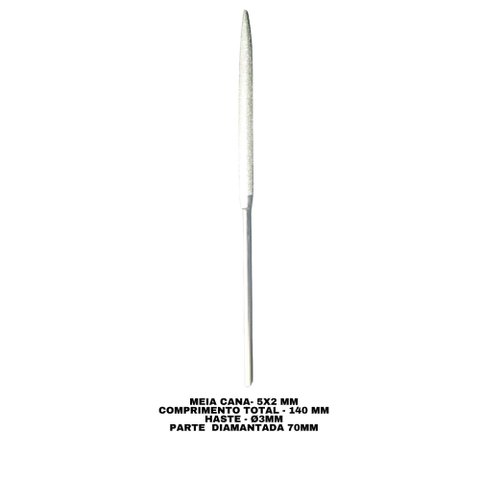 Lima Diamantada Profissional Individual Agulha 140mm - Meia Cana Pf-102l - #120