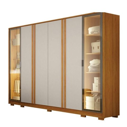 Guarda Roupa Casal Prime 6 Portas com Led Cinamomo Off-white - Leifer