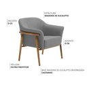 Ver imagem 3 de Kit 02 Poltronas Luna Base Madeira Poliéster Cinza - Nexta Casa