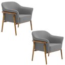Ver imagem 1 de Kit 02 Poltronas Luna Base Madeira Poliéster Cinza - Nexta Casa