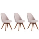 Ver imagem 2 de Kit 3 Cadeiras Raquel Giratória Para Sala de Jantar-Linho Bege GAT MAGAZINE
