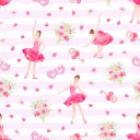 Ver imagem 1 de Papel de Parede Decorativo Baby Bailarina Rosa Realista com Flores e Fundo Rosa 1,5m