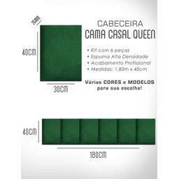 Kit 6 Módulos de Cabeceira Estofada Cama Box Casal Queen Modulada 1,80mx40cm - 8