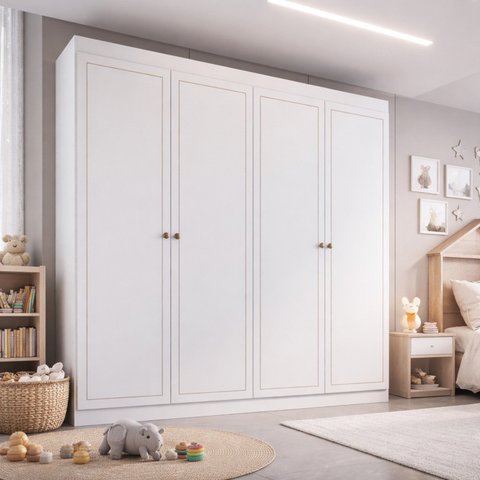 Roupeiro 4 Portas America Friz Branco