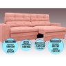 Sofá Pegasus 2,30M Assento Retrátil e Reclinável Velosuede Rose - Netsofás - 6