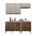 Ver imagem 2 de Armário de Cozinha Compacta 4 Peças 200cm Linea com Balcões Cor:mocca Laca com Avelã
