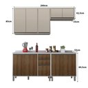 Ver imagem 3 de Armário de Cozinha Compacta 4 Peças 200cm Linea com Balcões Cor:mocca Laca com Avelã
