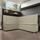 Ver imagem 2 de Kit Canto Alemão Liso 4 Lugares com Baú Veludo Bege 1,25x1,60m Sofa Store