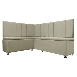 Kit Canto Alemão Liso 4 Lugares com Baú Veludo Bege 1,25x1,60m Sofa Store