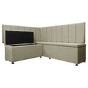 Ver imagem 3 de Kit Canto Alemão Liso 4 Lugares com Baú Veludo Bege 1,25x1,60m Sofa Store
