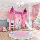 Ver imagem 1 de Cama com Escorregador Joy com Dossel Barraca Castelo e 2 Torres 