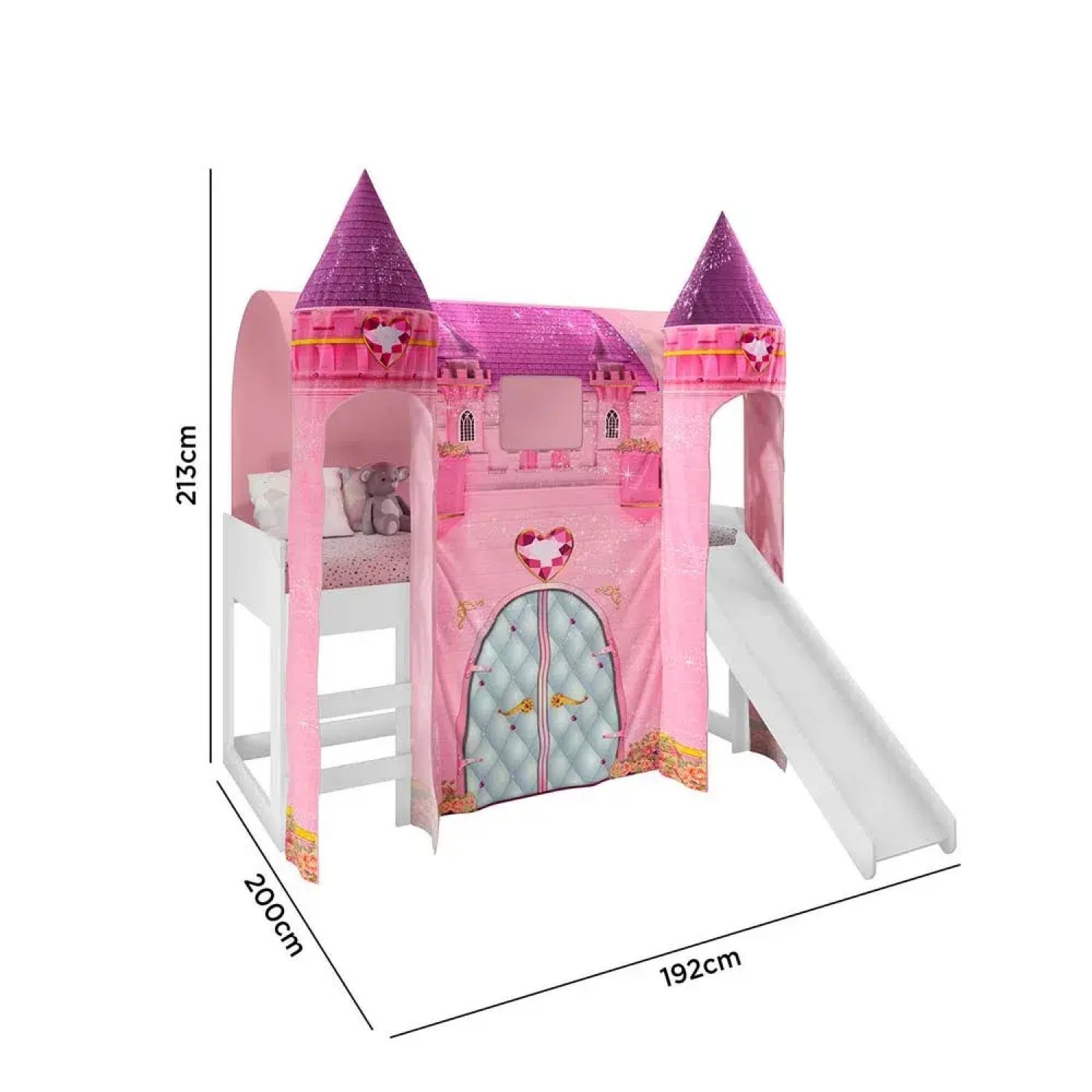 Cama com Escorregador Joy com Dossel Barraca Castelo e 2 Torres ...