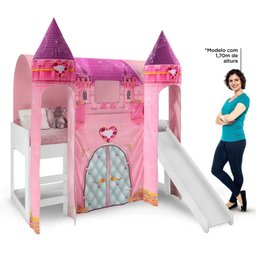 Cama com Escorregador Joy com Dossel Barraca Castelo e 2 Torres  - 4