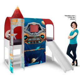 Cama com Escorregador Joy com Dossel Barraca Space e 1 Torre - 4 Cama com Escorregador Joy com Dossel Barraca Space e 1 Torre - 4