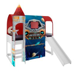 Cama com Escorregador Joy com Dossel Barraca Space e 1 Torre - 2 Cama com Escorregador Joy com Dossel Barraca Space e 1 Torre - 2