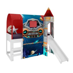 Cama com Escorregador Joy com Dossel Barraca Space e 1 Torre - 5 Cama com Escorregador Joy com Dossel Barraca Space e 1 Torre - 5