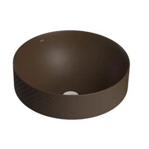 Cuba de Sobrepor para Banheiro Redonda L1050 Marrom Fosco com Textura Diamante - Deca