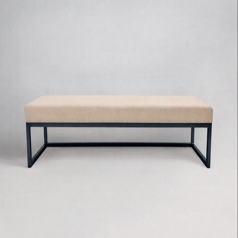 Puff Ted 140 Cm Base Veludo Bege/Preto