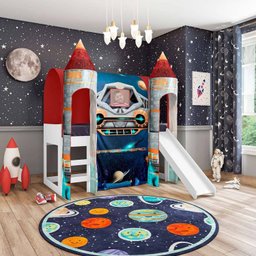 Cama Joy Espaço com Escorregador e Dossel 2 Torres e Luz de Led  - 1